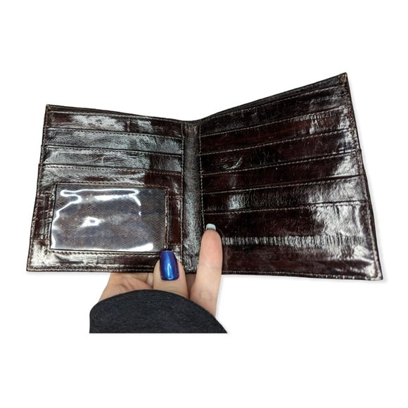 Men's Dark Brown Eel Skin Wallet - Picture 3 of 5